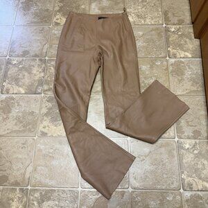 Women's H&J Collection Tan Unhemmed Leather Pants - Size 8